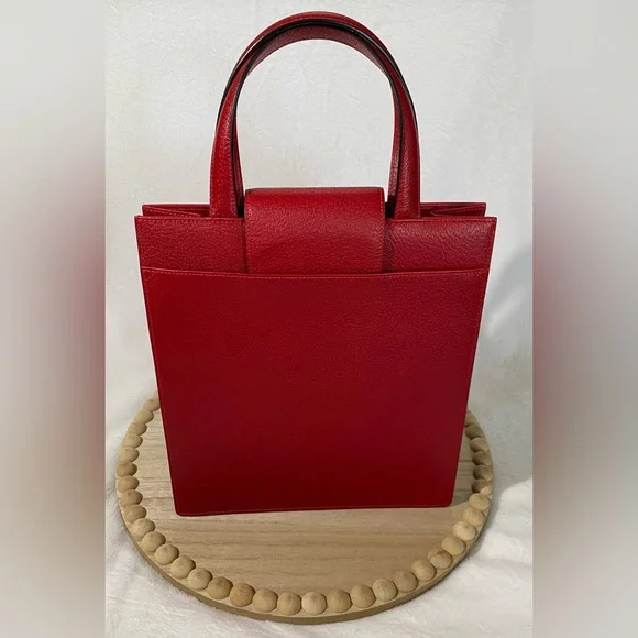 BVLGARI - Vintage - Red leather structured tote **35% OFF** - Picture 3 of 9